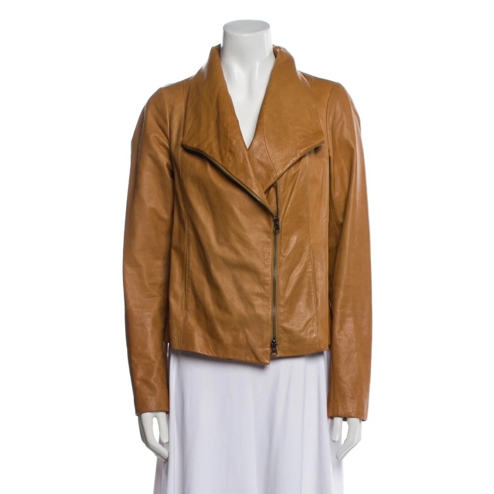Vince Goat Leather Moto Tan Jacket Size M